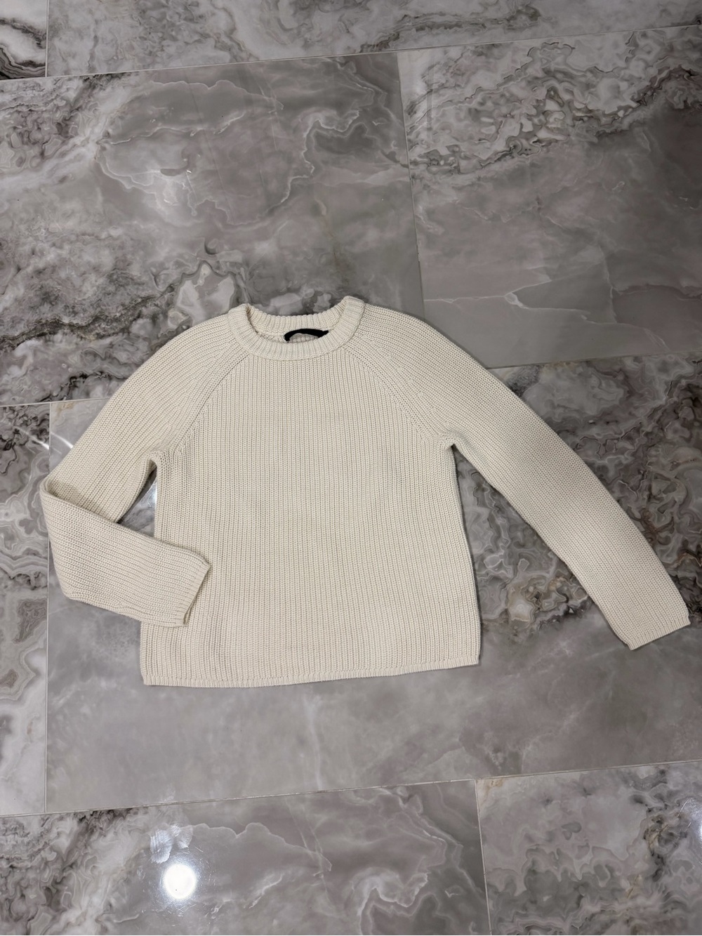 Jenni Kayne Cotton Fisherman Sweater Ivory Cream 100% Cotton Size S